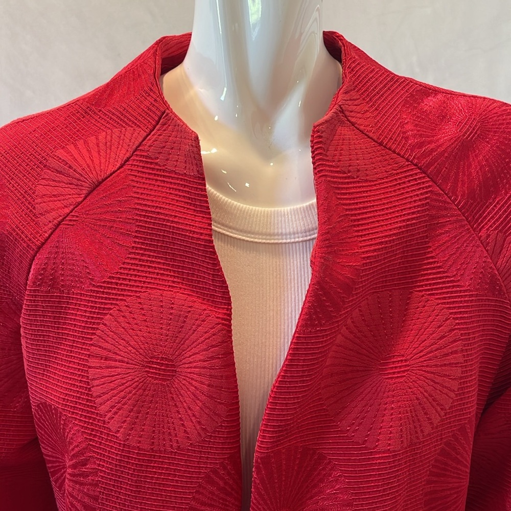 Vintage Peck & Peck Red Patterned Open Face Jacket - image 3